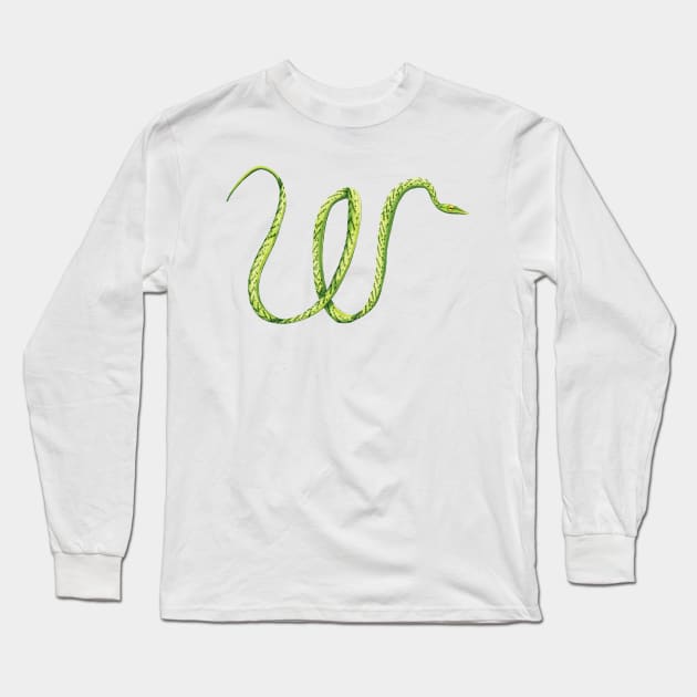 W - Oriental whip snake Long Sleeve T-Shirt by miim-ilustra